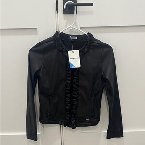 Mayoral Elegant Black Ruffle Jacket
